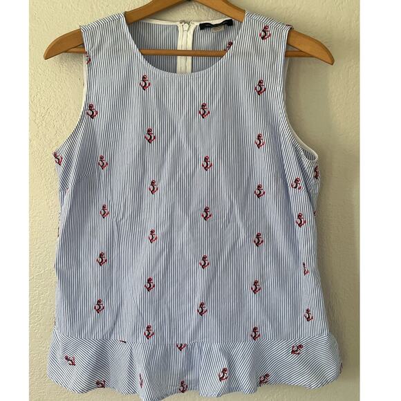 Women's Tommy Hilfiger Cotton Tank top Embroidered Anchor Striped Size Small - Picture 1 of 5